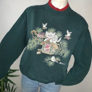 v i n t a g e :: Adorable Cat Winter Granny Birdhouse Sweater